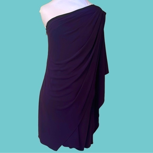Badgley Mischka ‎ Deep Purple One Shoulder Sexy  Cocktail Dress Small